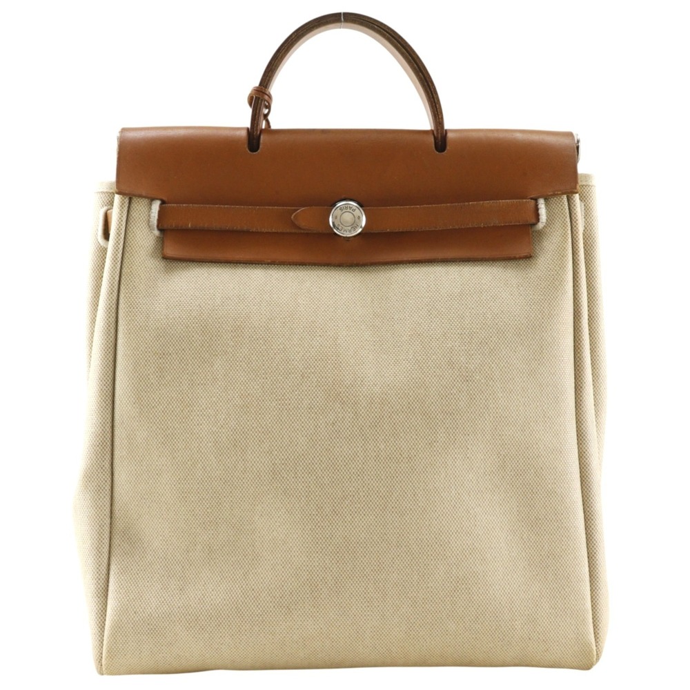 Hermes Herbag add PM Backpack/Daypack, Toile H, 2000, Beige, 2-way, A5 size, ...
